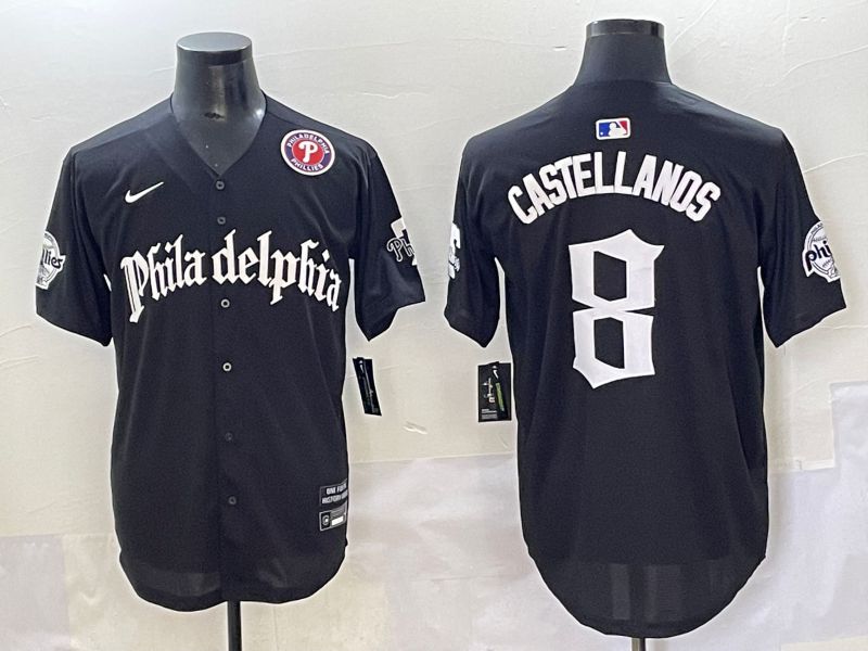 Men 2025 Philadelphia Phillies #8 Castellanos Black Five generations Joint Name Nike MLB Jersey style 7->philadelphia phillies->MLB Jersey
